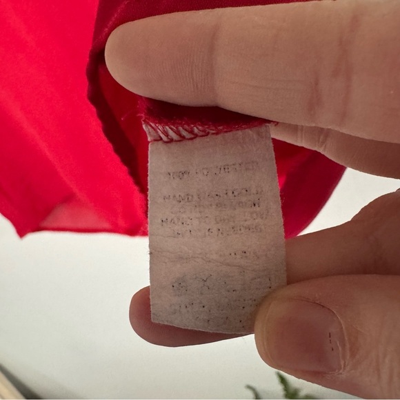 Talbots Red Latern Bubble Sleeve Neck Blouse Size XL Curved Hem - Picture 7 of 11